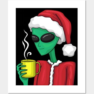 Alien drinks coffee Posters and Art